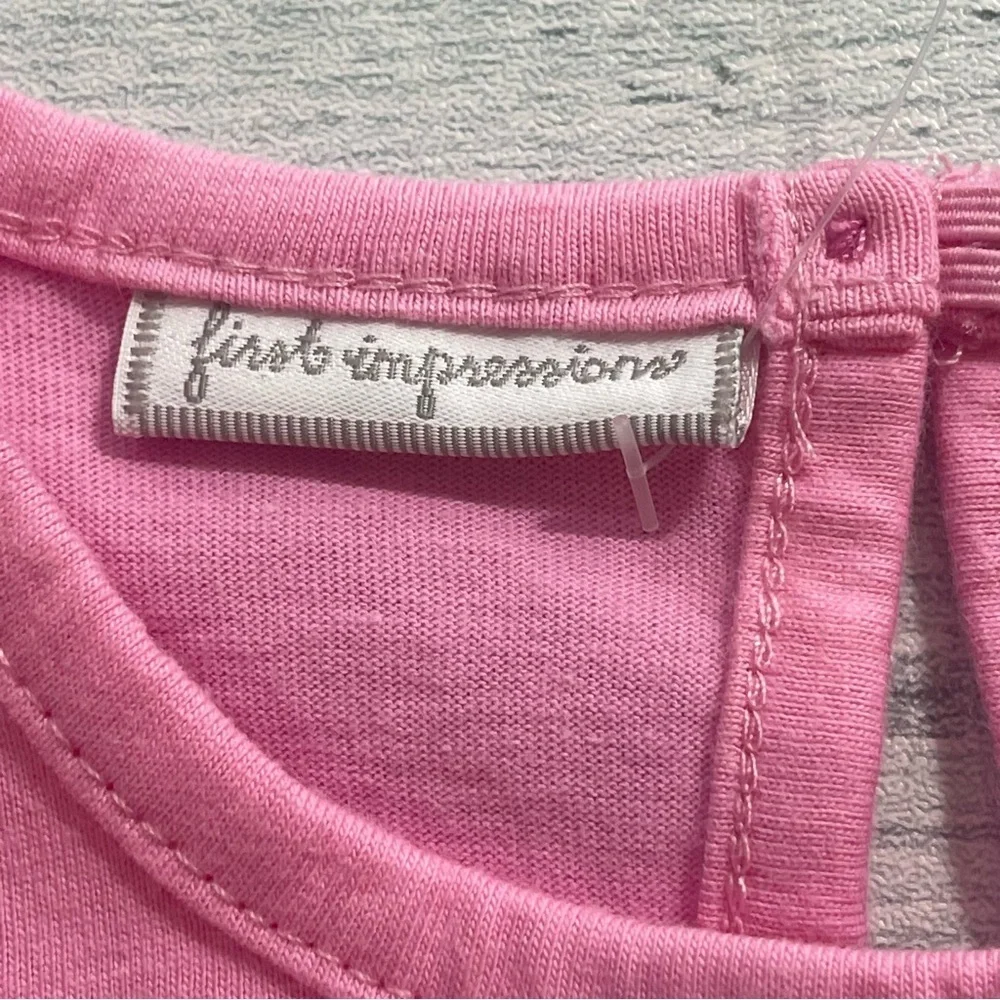 First Impressions Pink Appliqué Bunny Romper Sunsuit 6-9 Months (17-22lbs) NWT
